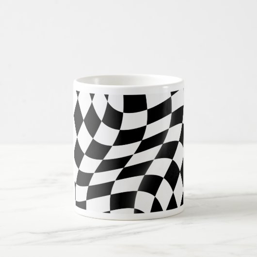 Mug Wavy Black and White Checkered Flag Racing (Centre)