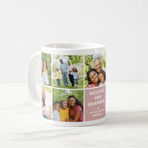 Mug We Love Grandma Modern Dusty Rose Photo Collage