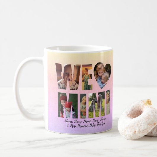 Mug We Love Heart MIMI Ajouter Photos Noms Texte (Avec donut)