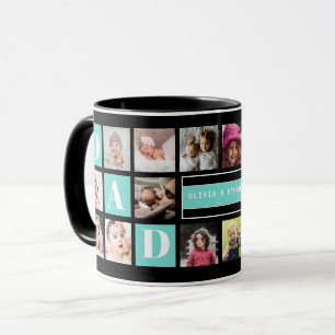 Mug We Love You Dad 16 Family Photo Collage Turquoise 