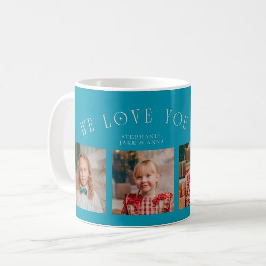 Mug We Love You Grandma 4-Photo Aqua Peach (Devant gauche)