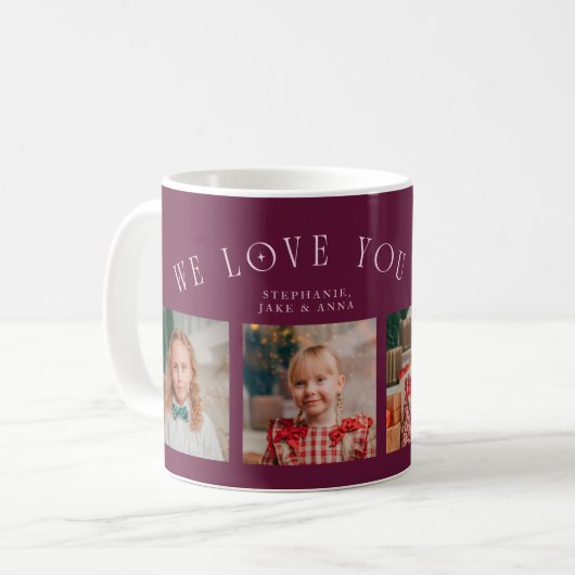 Mug We Love You Grandma 4-Photo Cranberry (Devant gauche)