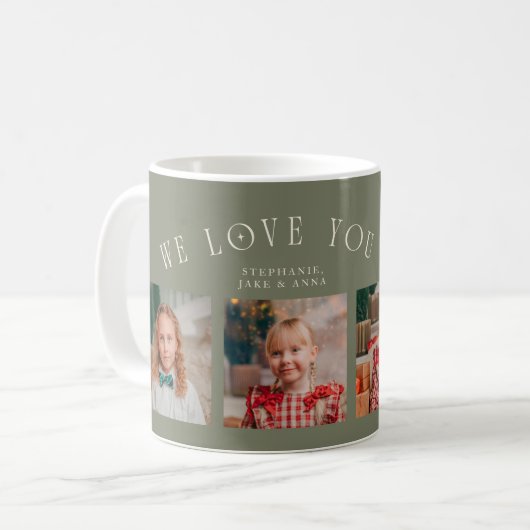 Mug We Love You Grandma 4-Photo Sage Green (Devant gauche)