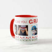 Mug We love you Grandma Flowers 5 Photos Keepsake (Devant gauche)