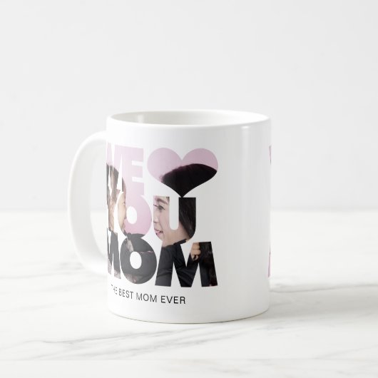 Mug We Love You Mom Cutout Heart Photo Collage (Devant gauche)