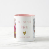 Mug We Love You Mummy 2 Photo  Personalised  Pink (Centre)