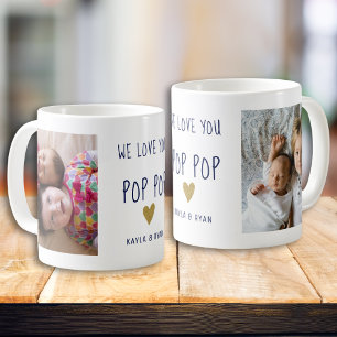 Mug We Love You Pop Pop Grandpa 2 Photo Collage