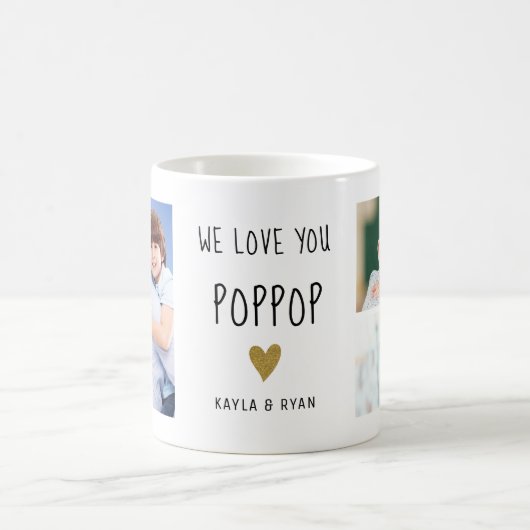 Mug We Love You PopPop 3 Photo Collage Grand-père (Centre)