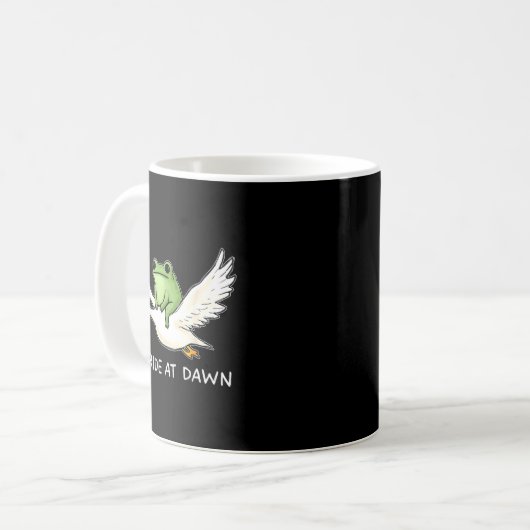 Mug We Ride At Dawn Funny Frog Riding Goose Chaotic An (Devant gauche)