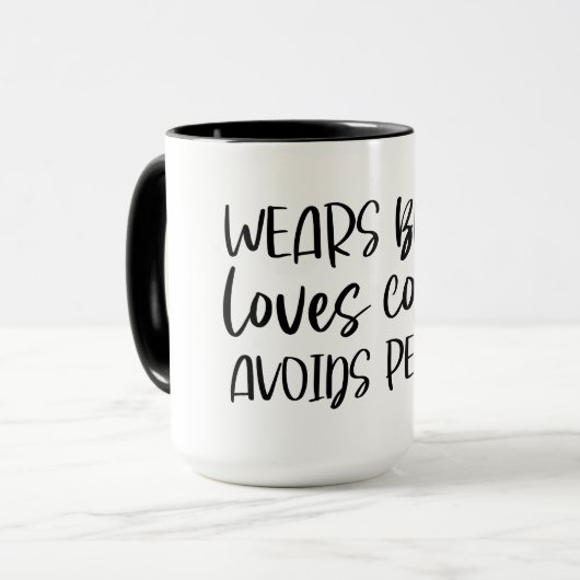 Mug Wears Black Love Café évite aux gens (Devant gauche)