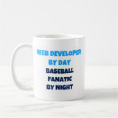 Mug Web Developer par jour de baseball Fanatic par nui (Gauche)
