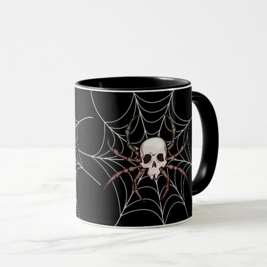 Mug Web éffrayant Halloween Skull Spider (Devant droit)