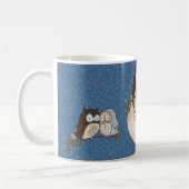 Mug Wedding Blue Brown Owl Glitter Beautiful (Gauche)