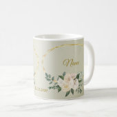 Mug Wedding Greenery Leaves Pink Floral Gold Geometric (Devant droit)