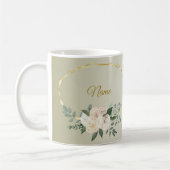 Mug Wedding Greenery Leaves Pink Floral Gold Geometric (Gauche)
