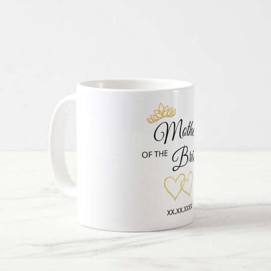 Mug Wedding Party Role & Date Elegant Design (Devant gauche)