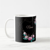 Mug Wedding Pink Floral Golden Geometric Elegant Black (Gauche)