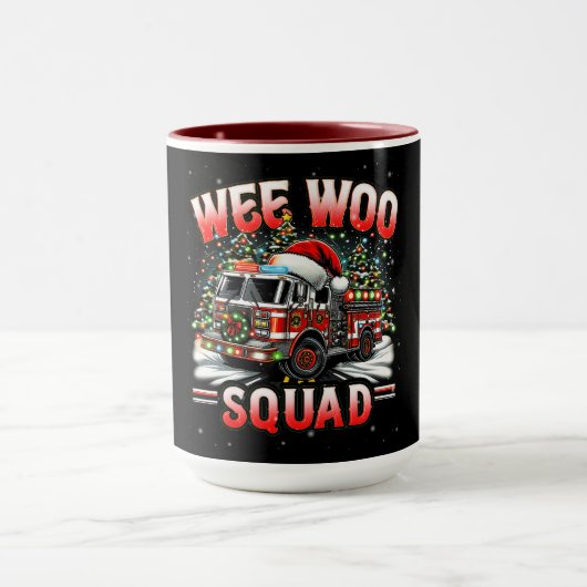 Mug WEE WOO Squad Christmas Design with Fire Truck  (Centre)