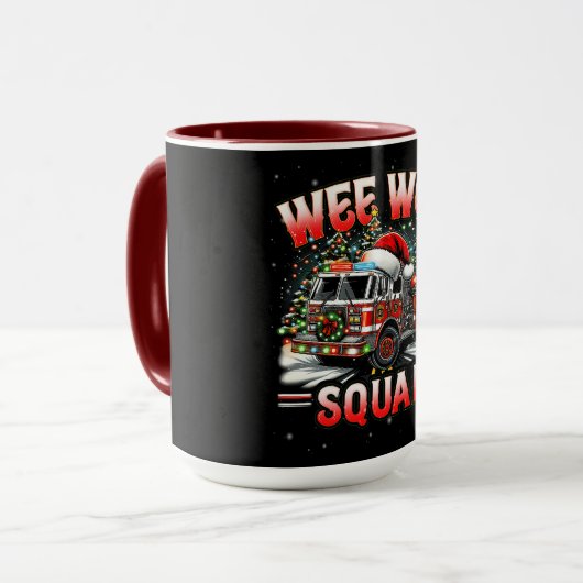 Mug WEE WOO Squad Christmas Design with Fire Truck  (Devant gauche)