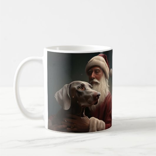 Mug Weimaraner avec Noël Festif du Père Noël (Gauche)