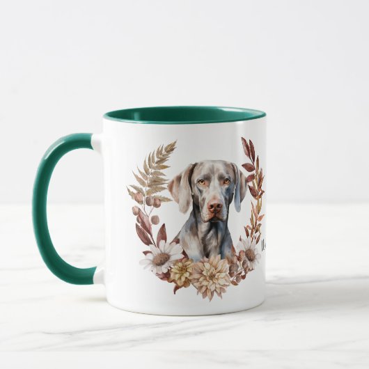 Mug Weimaraner Chien Automne Wreath (Gauche)