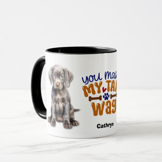 Mug Weimaraner Chiot Vous Faites Mon Baguette De Queue (Devant gauche)