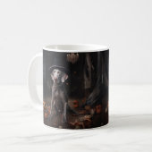 Mug Weimaraner Citrouilles Halloween effrayant (Devant gauche)