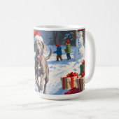 Mug Weimaraner coule en neige avec le Casquette de Noë (Devant droit)