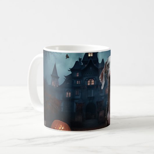 Mug Weimaraner Halloween effroi (Devant gauche)