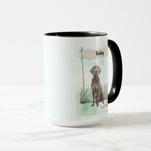 Mug Weimaraner Watercolor Personalized Dog (Devant droit)