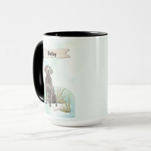 Mug Weimaraner Watercolor Personalized Dog (Devant gauche)
