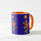 Mug WEIRD MEDIEVAL BESTIARY,ALCHEMIST,RED DRAGON,Blue (Devant droit)