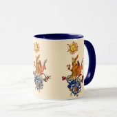 MUG WEIRD MEDIEVAL BESTIARY,ALCHEMIST,RED DRAGON ,SUN  (Devant droit)