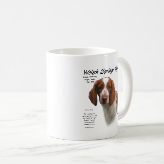 Mug Welsh Springer espagnol histoire design (Devant droit)
