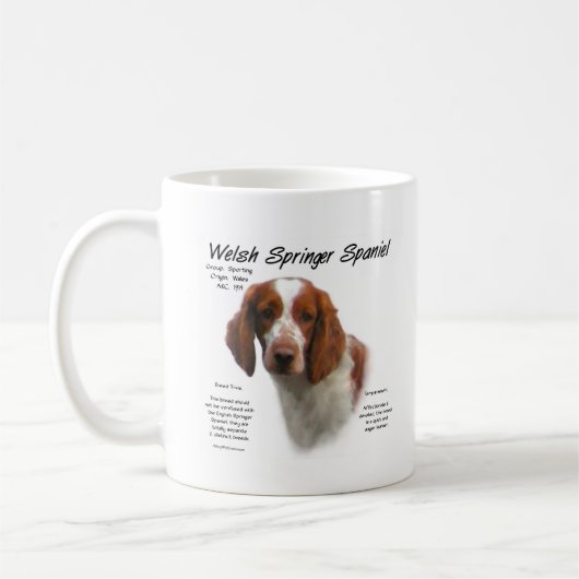 Mug Welsh Springer espagnol histoire design (Gauche)