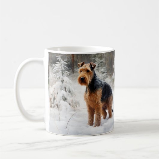 Mug Welsh Terrier Laisser Neige Noël (Gauche)