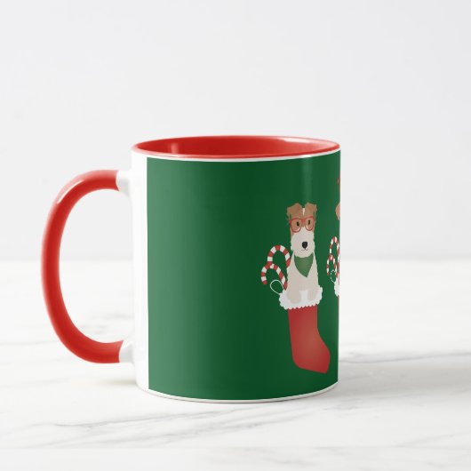 Mug Welsh Wire Fox Terrier Chiens Noël (Gauche)