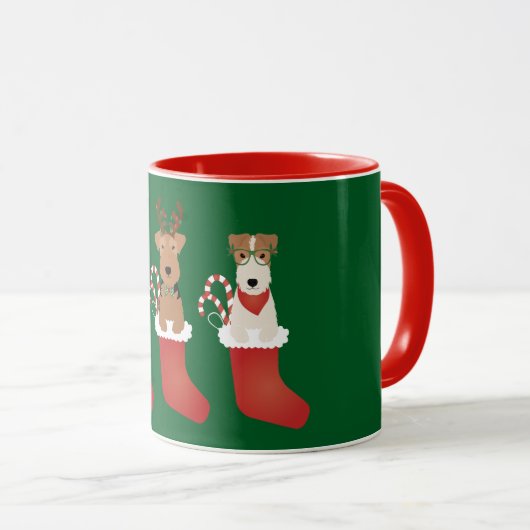 Mug Welsh Wire Fox Terrier Chiens Noël (Devant droit)