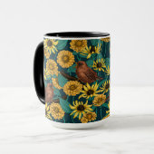 Mug Wens et fleurs sur bleu foncé (Devant gauche)