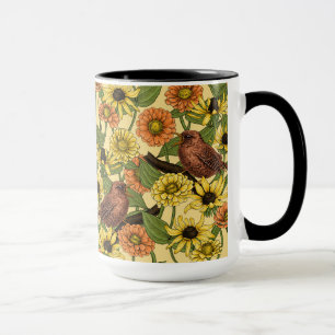 Mug Wens et fleurs sur jaune pâle