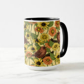 Mug Wens et fleurs sur jaune pâle (Devant droit)