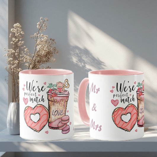 Mug We're Perfect Match Mr & Mrs Couple Romantic Funky