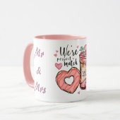 Mug We're Perfect Match Mr & Mrs Couple Romantic Funky (Devant gauche)