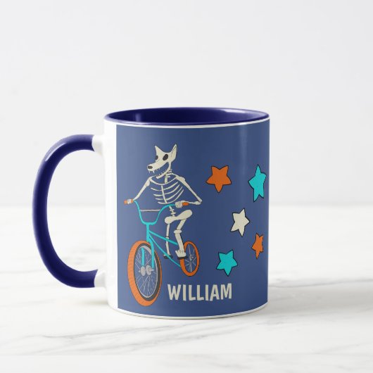 Mug Werewolf Skeleton on a BMX Bike Personalized (Gauche)