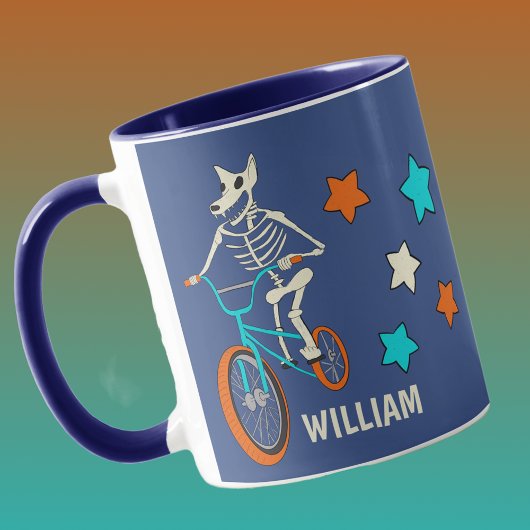 Mug Werewolf Skeleton on a BMX Bike Personalized