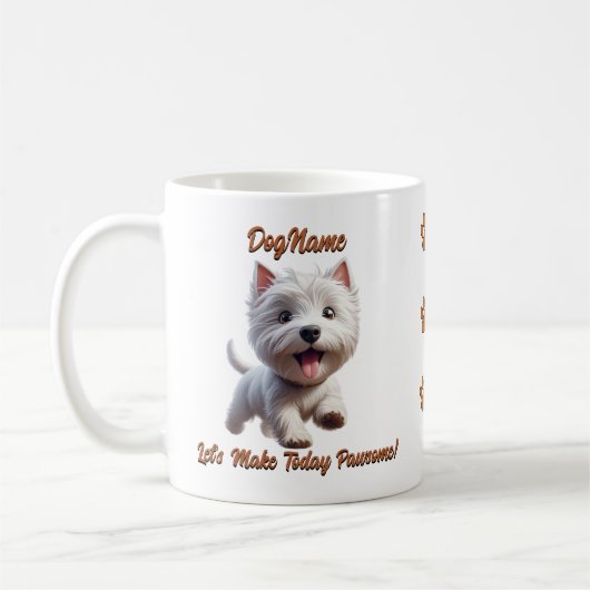 Mug West Highland Terrier, Ajouter le nom du chien, mo (Gauche)