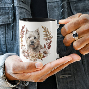 Mug West Highland White Terrier Dog Automne Wreath