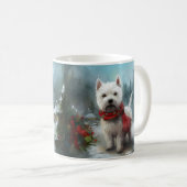 Mug West Highland White Terrier Dog dans la neige Noël (Devant droit)
