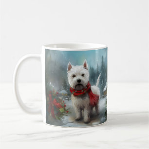 Mug West Highland White Terrier Dog dans la neige Noël