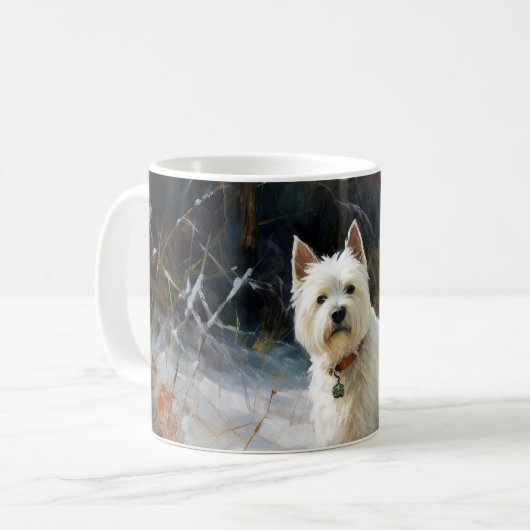 Mug West Highland White Terrier Laissons neiger Noël (Devant gauche)